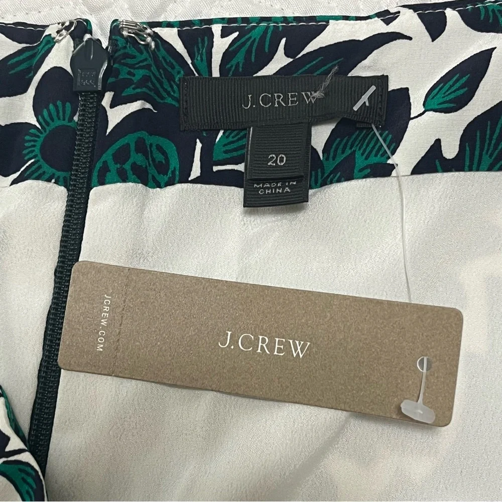 J CREW 100% Silk Hi Low Maxi Dress Tropical Floral Green White Bow Size 20 - Picture 3 of 15